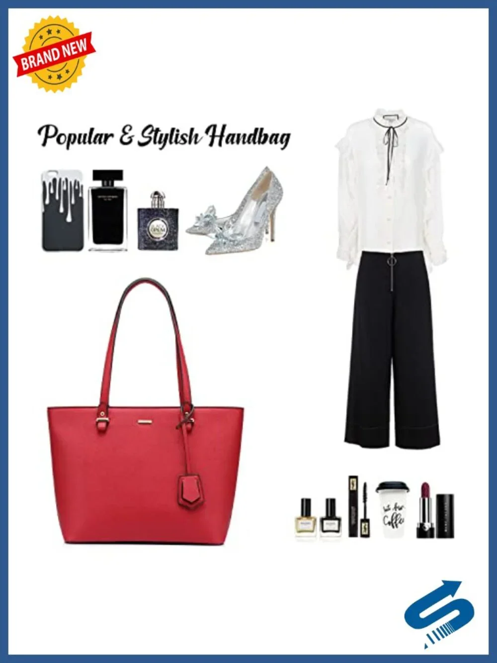 Faux Leather Tote Bag with External Zipper Pocket Satchel Purse